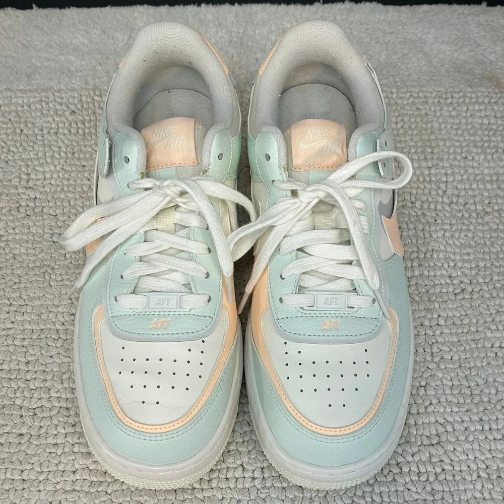 Nike Air Force 1 Shadow Sail Womens 9 Pastel Blue Pink Sneakers Streetwear Shoes